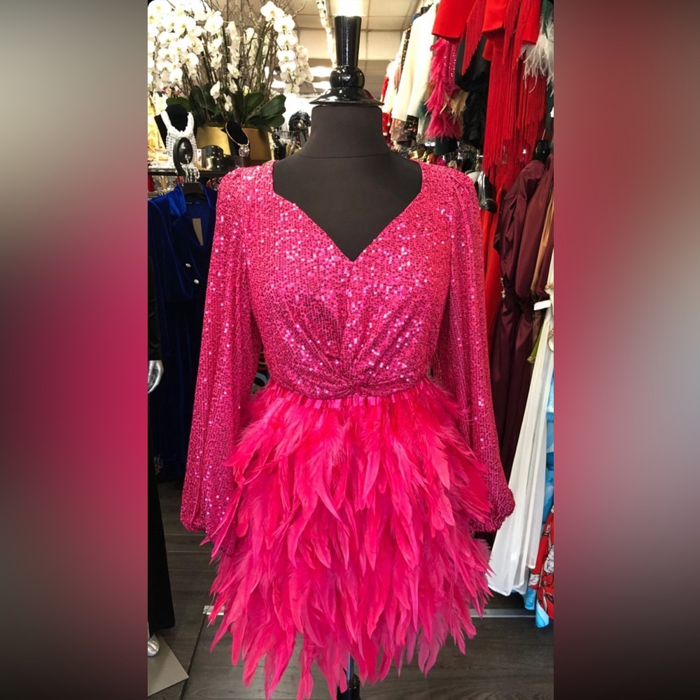 Hot Pink Feather Dress